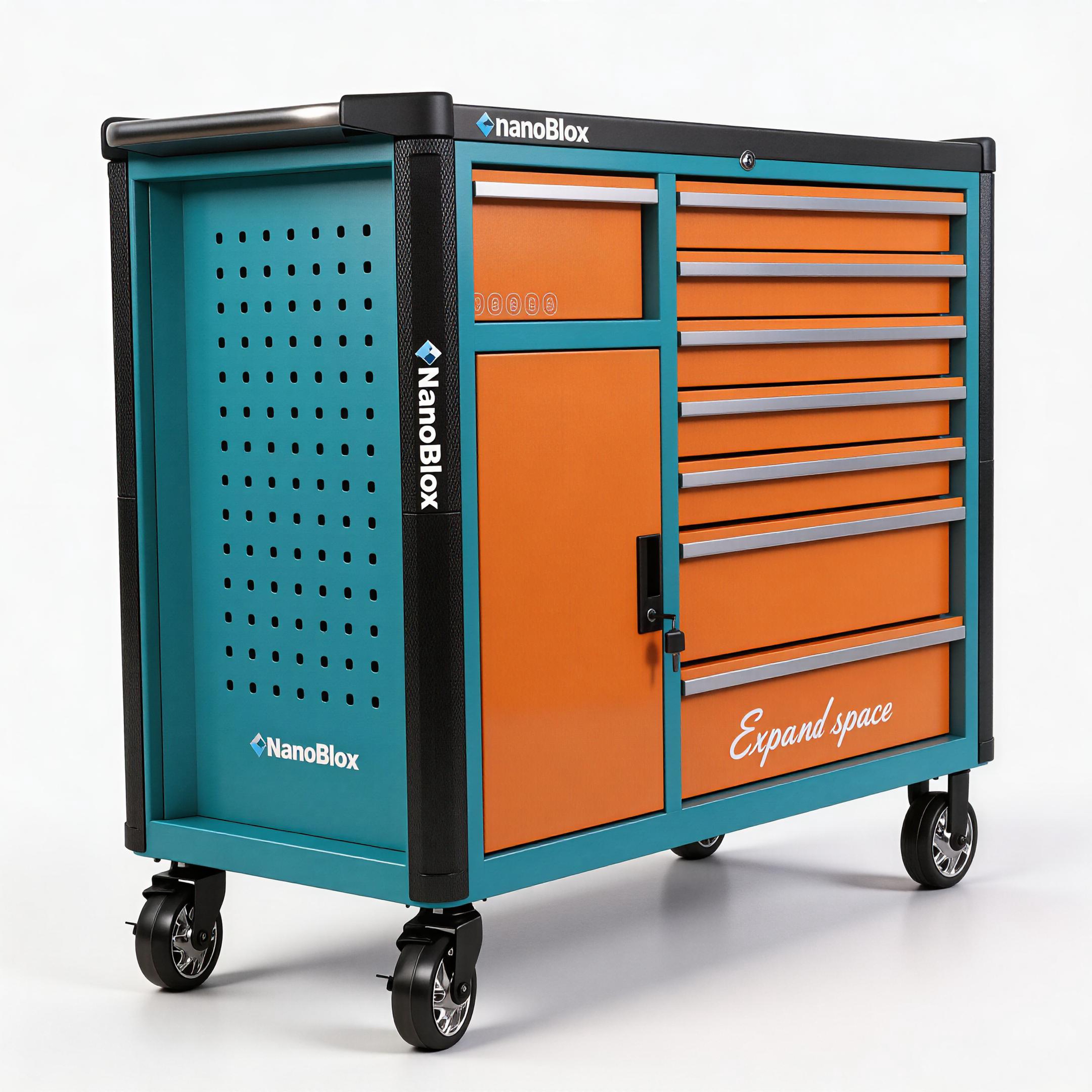 Nanoblox 9 Drawers Rolling Cabinet Tool Cart with Lockable Steel Frame - Image 2