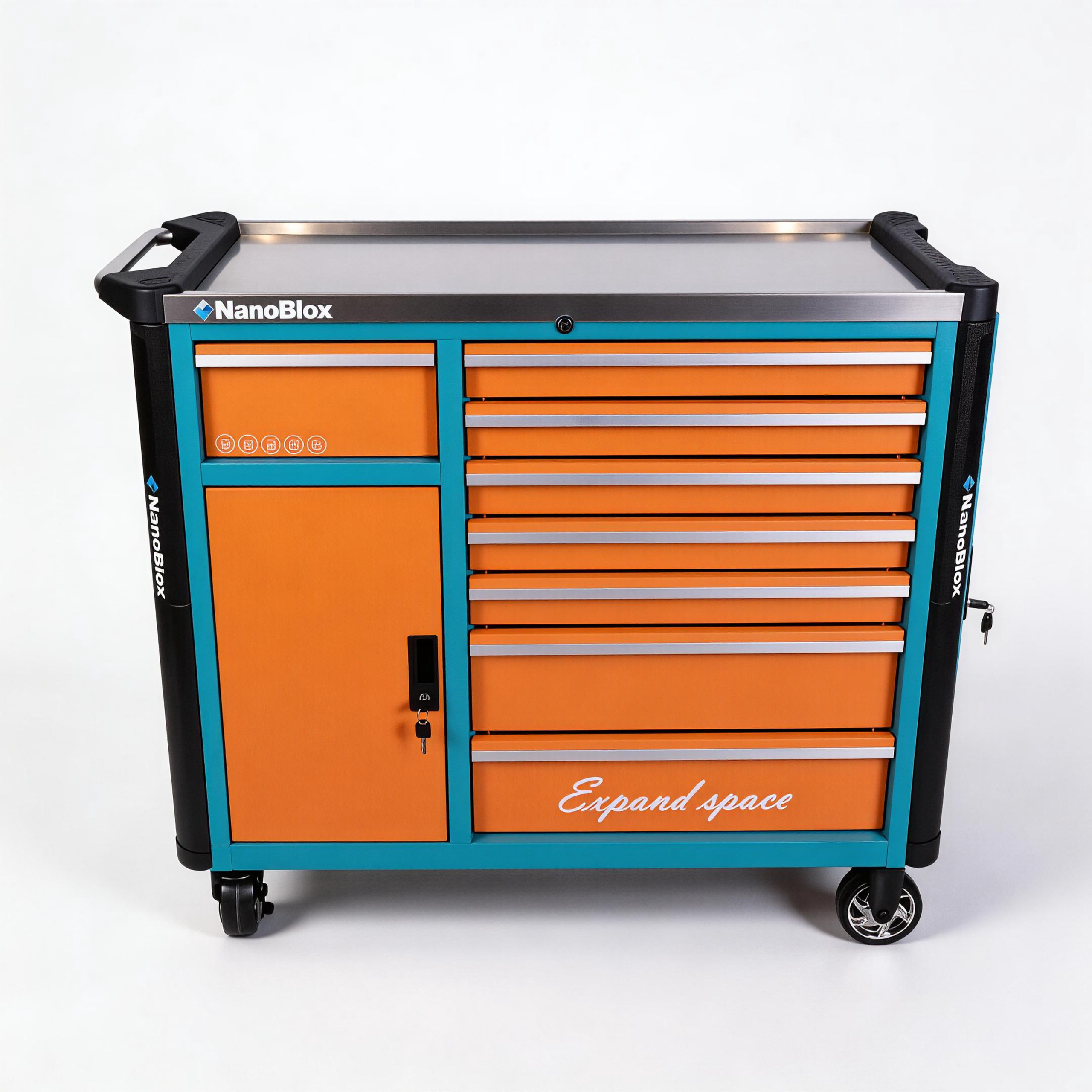 Nanoblox 9 Drawers Rolling Cabinet Tool Cart with Lockable Steel Frame - Image 3