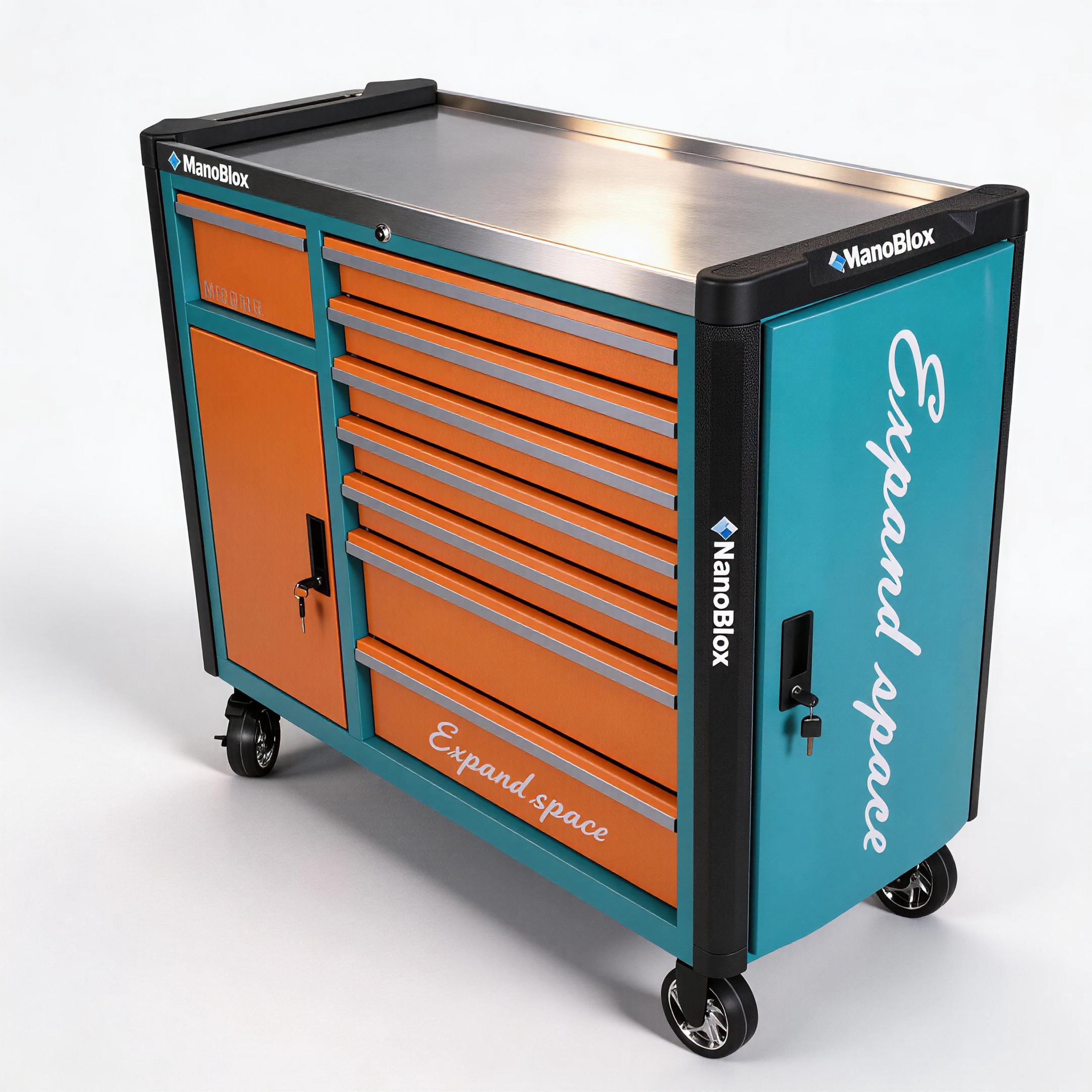 Nanoblox 9 Drawers Rolling Cabinet Tool Cart with Lockable Steel Frame - Image 4
