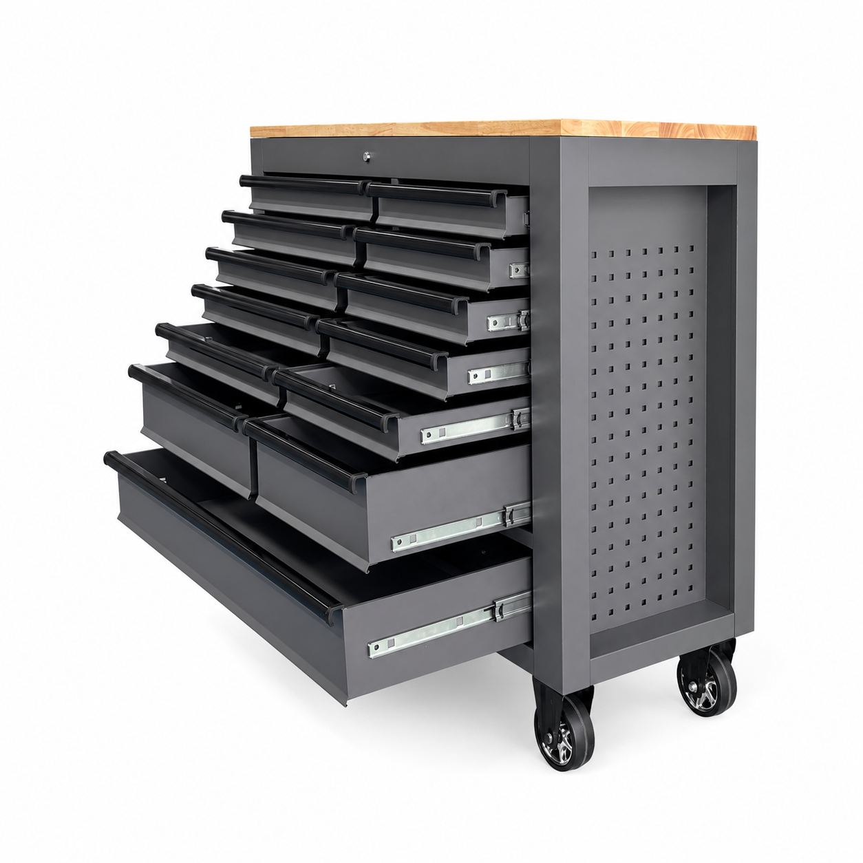 Nanoblox Stainless Steel Mobile Tool Box 13 Drawer Rolling Chest Removable Organizer - Image 5