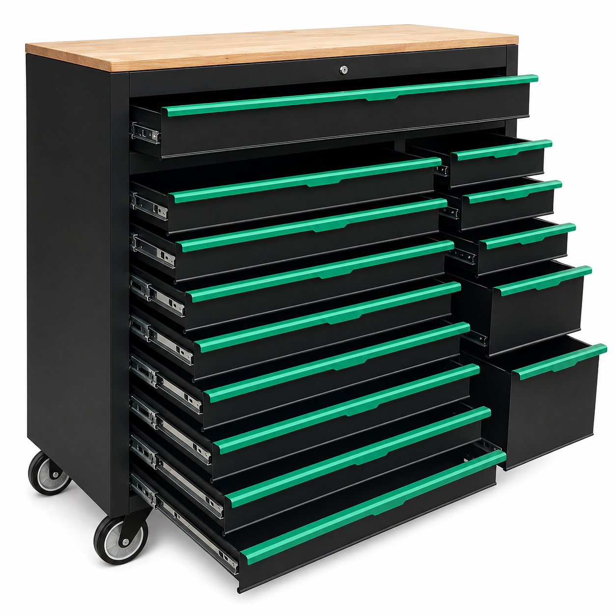 Nanoblox Stainless Steel Mobile Tool Box 14 Drawer Rolling Chest Removable Organizer - Image 2