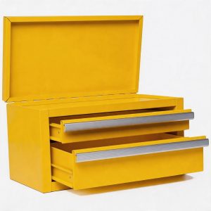 Mini Portable Tool Box, 2 Sliding Magnetic Catch Drawers, Top Storage Area, 11" x 6" x 6"